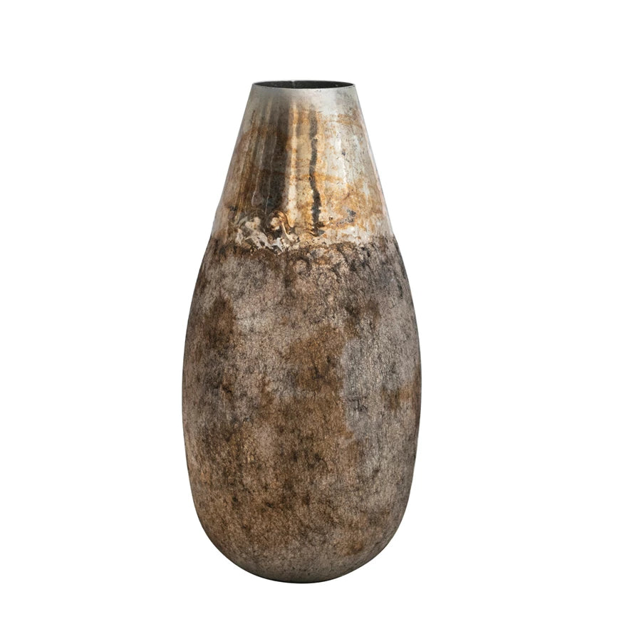 Large Oxidized Pewter Finish Vase
