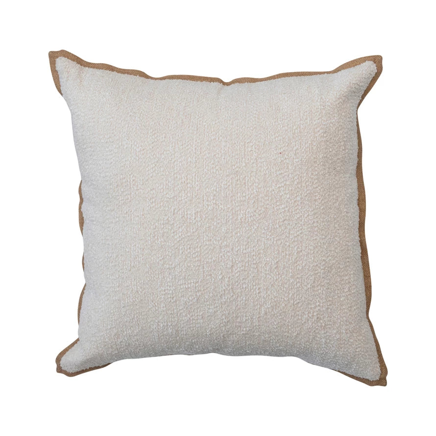 Cream & Natural 24" Square Cotton Bouclé Pillow*