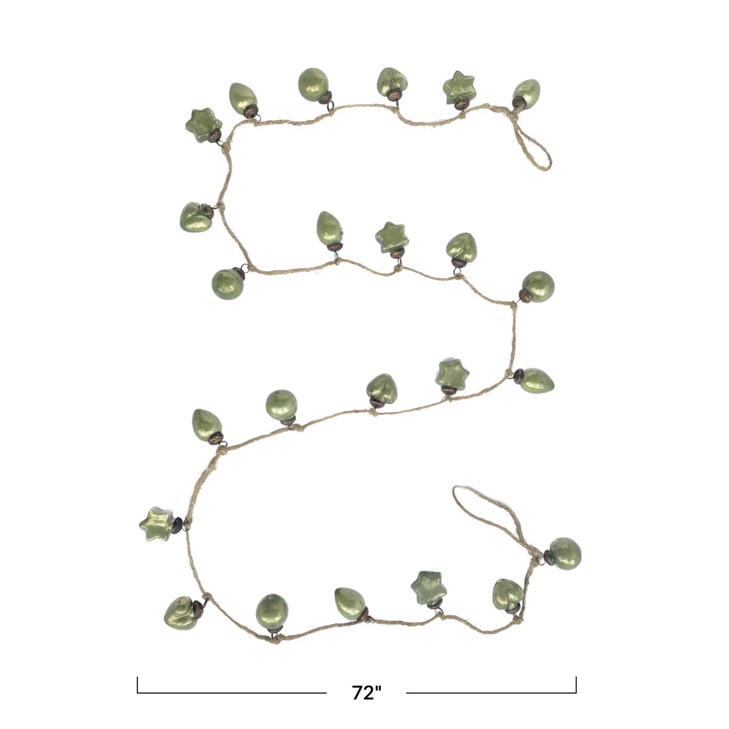 Olive Green Mercury Glass Ornament Garland