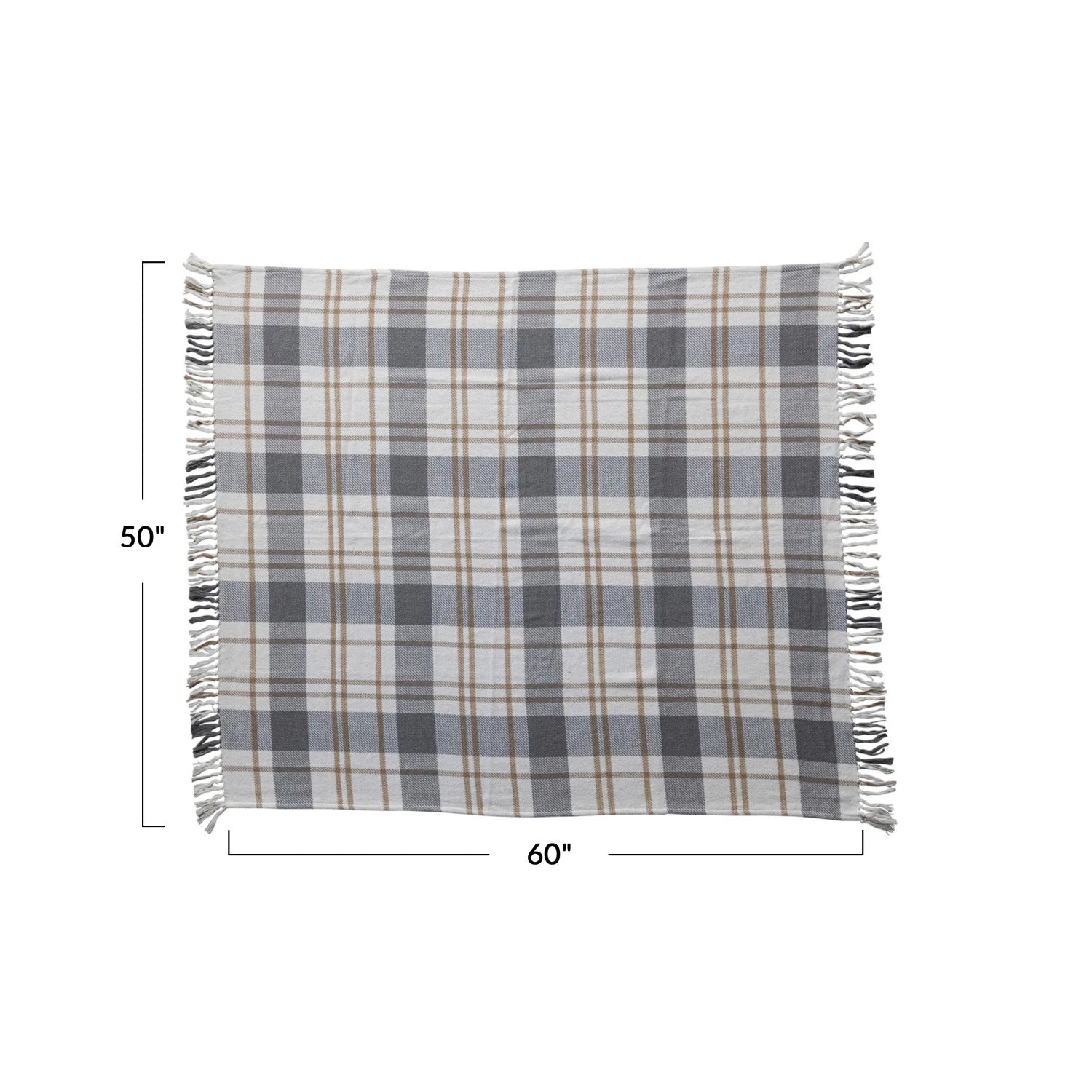 Grey Plaid Flannel Throw