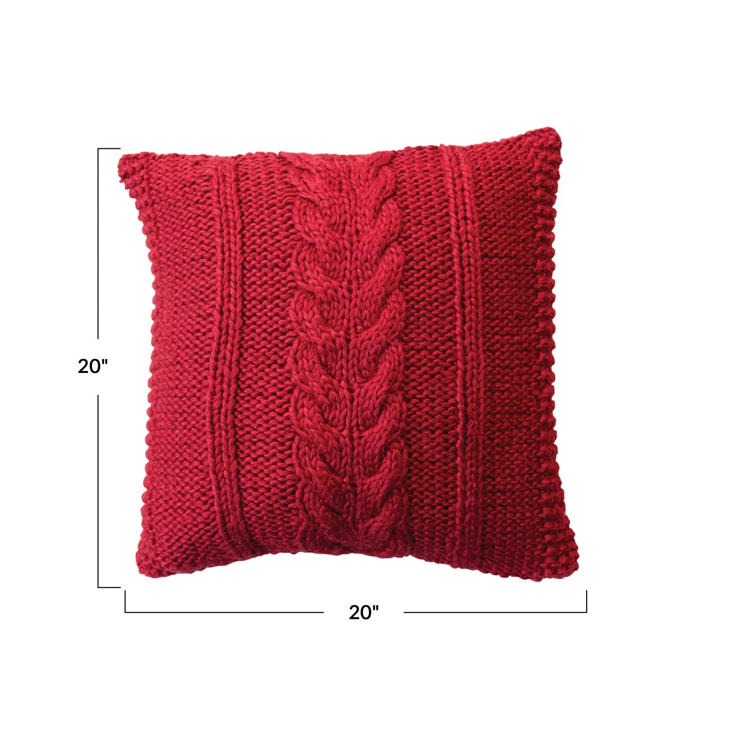 Red Slub Cable Knit Pillow