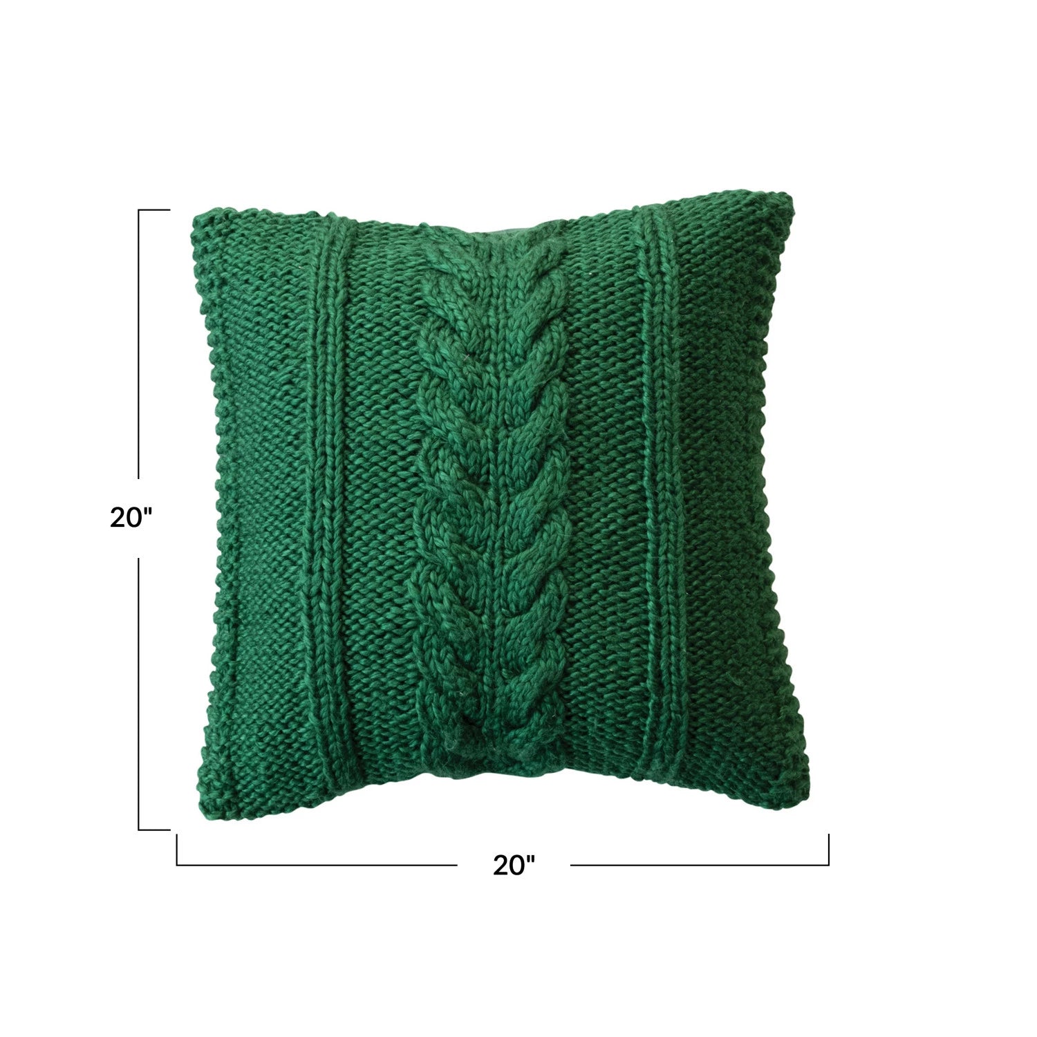 Green Slub Cable Knit Pillow