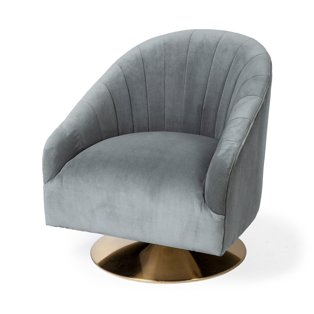 James Gray Blue Velvet Swivel Chair