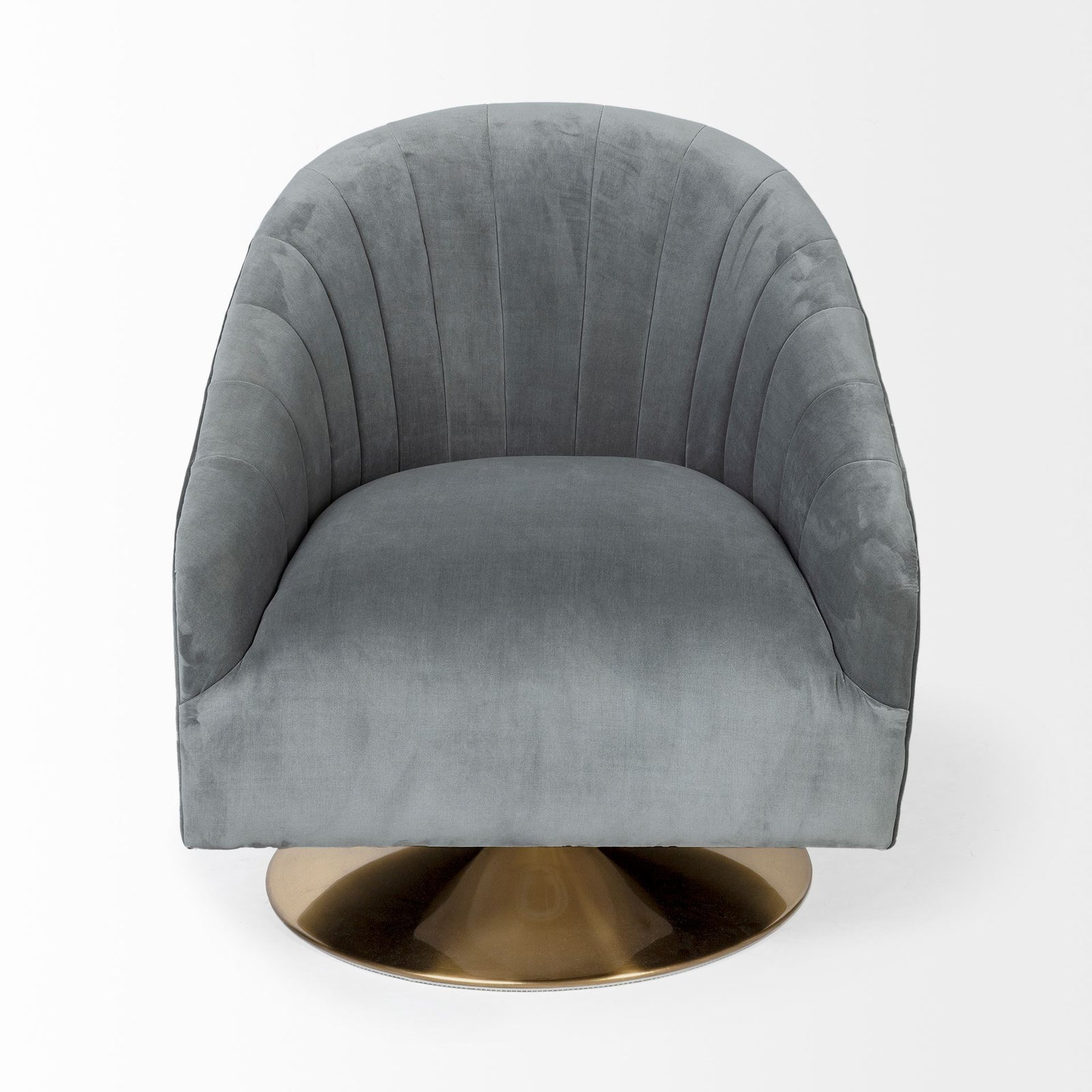 James Gray Blue Velvet Swivel Chair