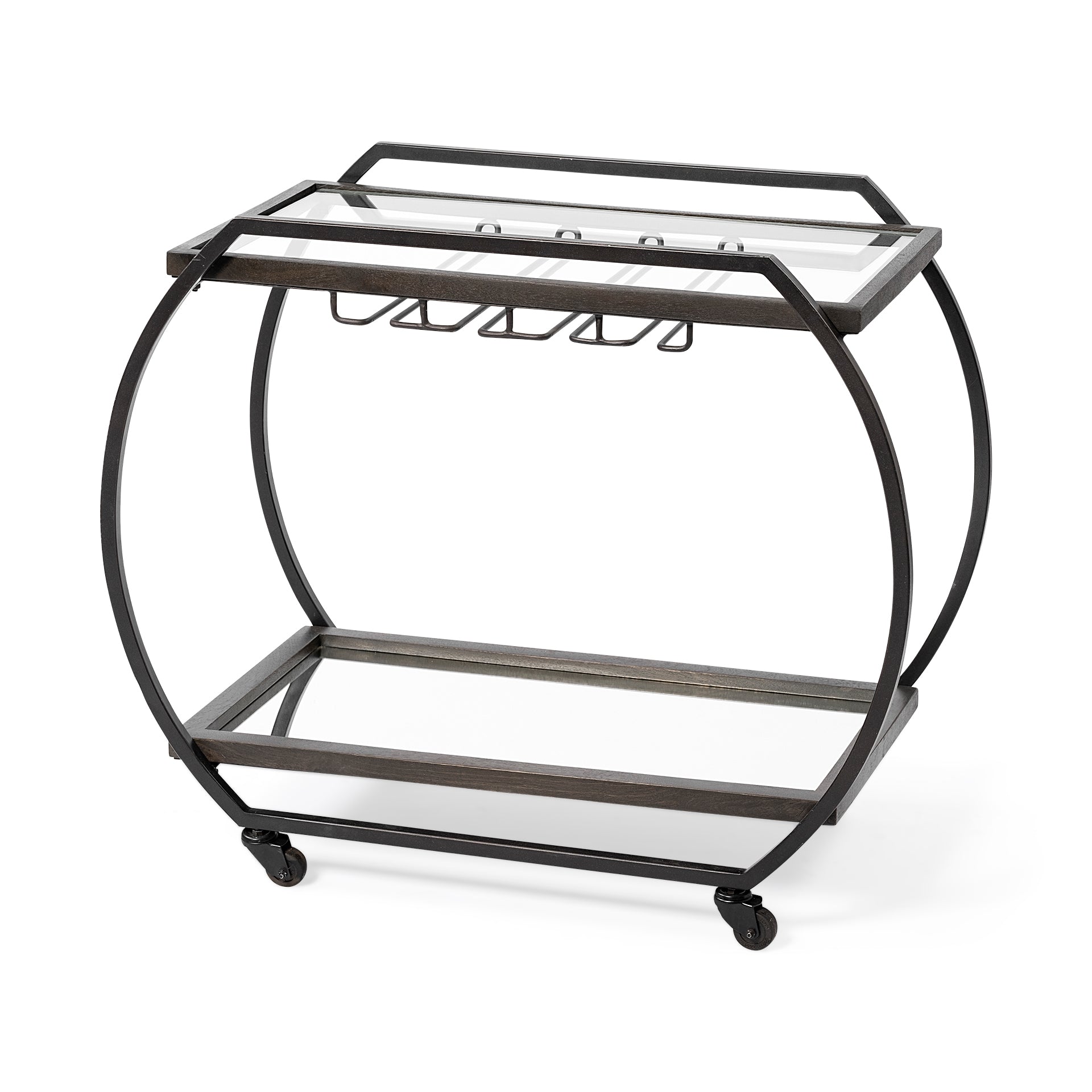 Chriselle Black Metal Frame Two Tier Bar Cart