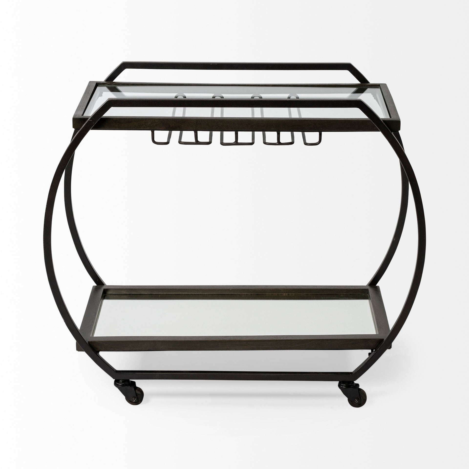 Chriselle Black Metal Frame Two Tier Bar Cart