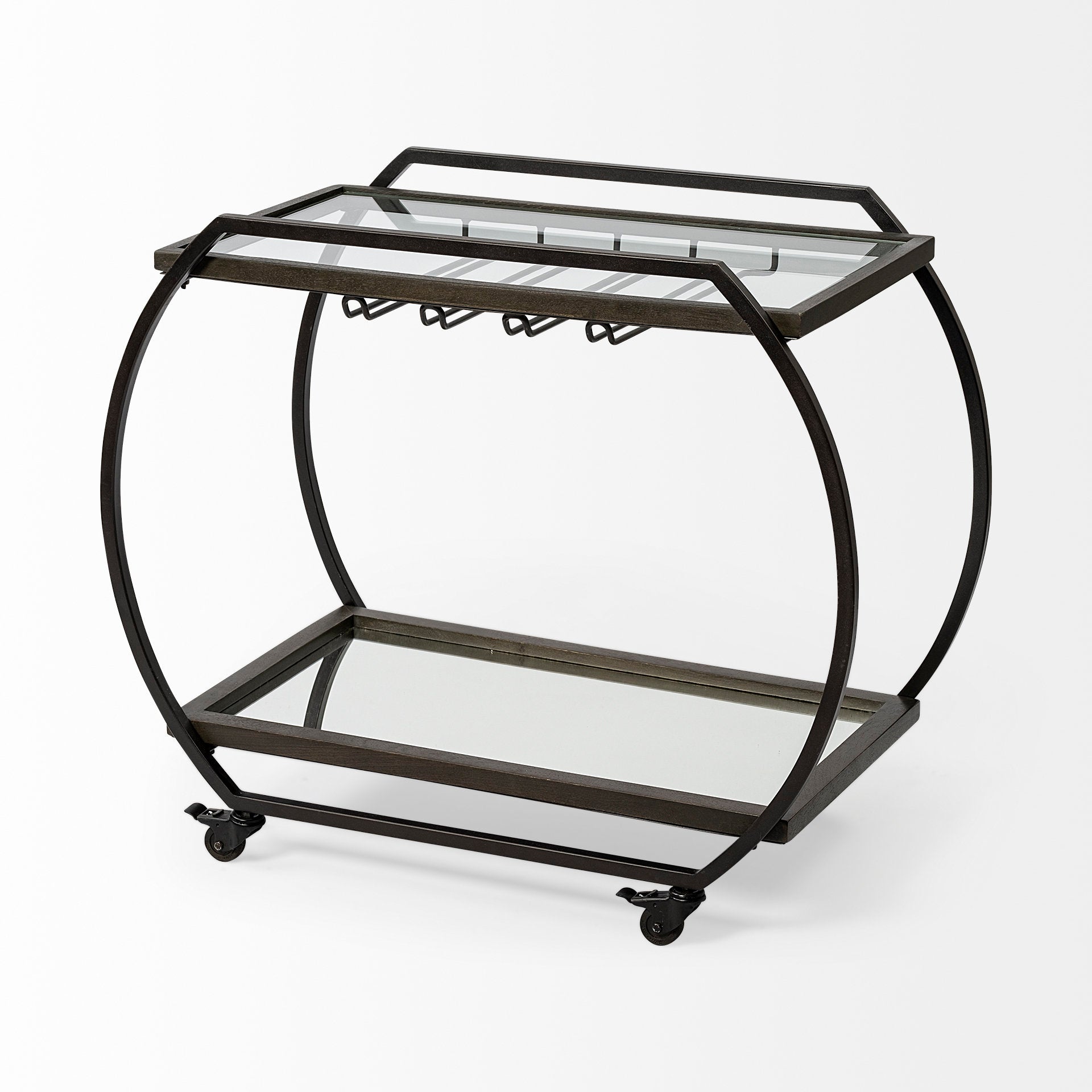 Chriselle Black Metal Frame Two Tier Bar Cart