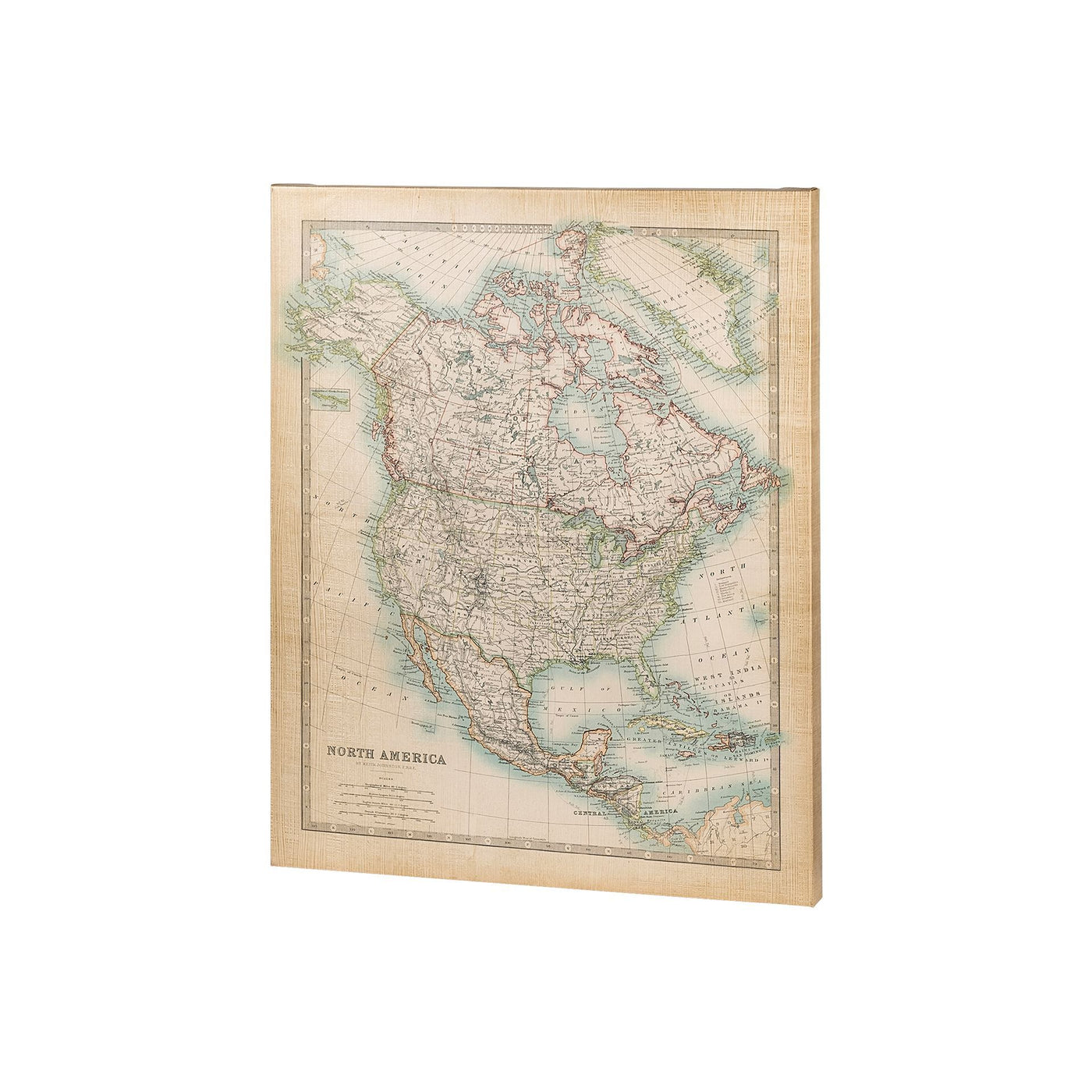 Johnston's Map of North America Canvas