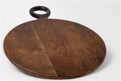 Acacia Wood Round Cutting Board with Painted Handle