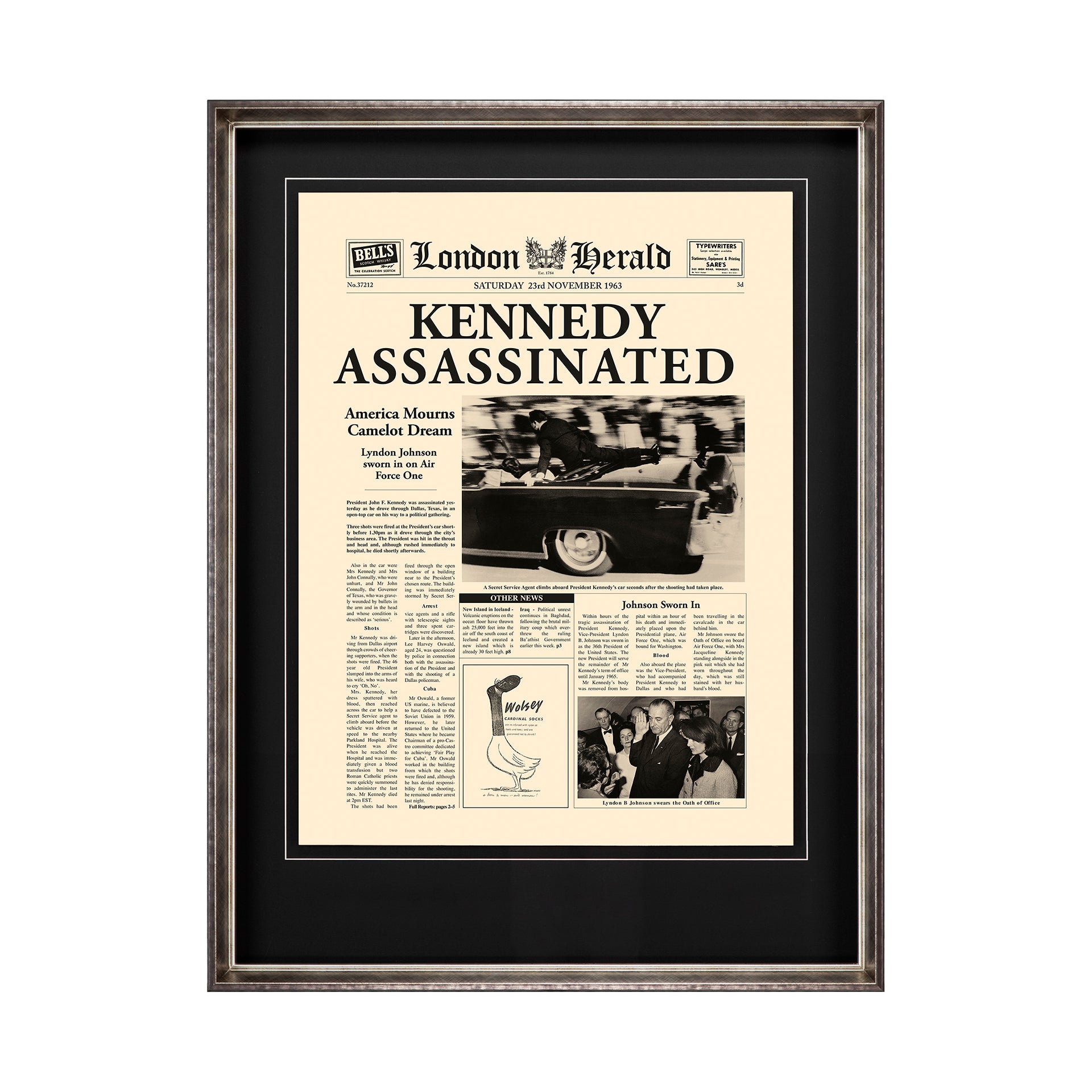 Kennedy Assassinated News Headliner Art