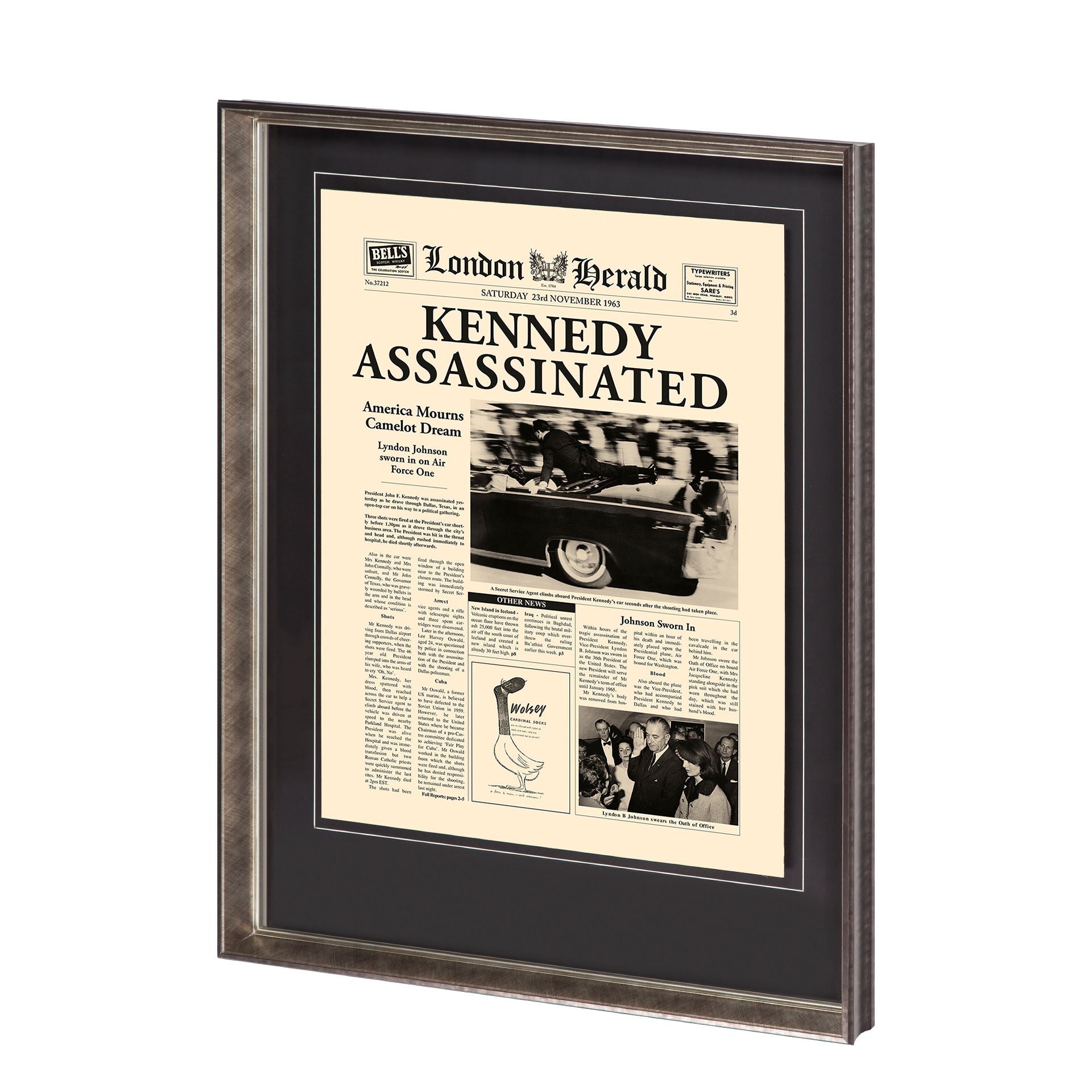 Kennedy Assassinated News Headliner Art