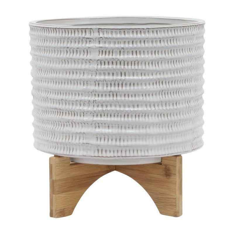 Ivory Textured Planter w/ Stand