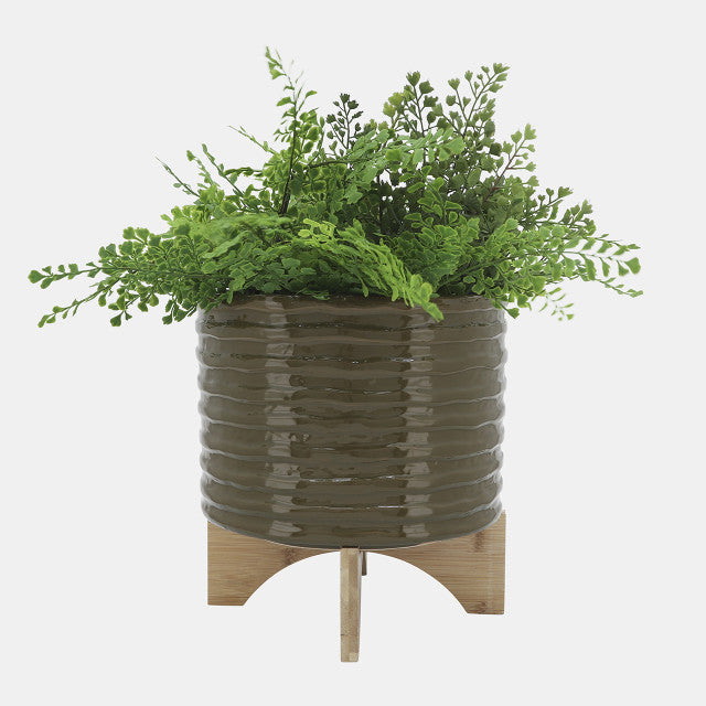 Olive Textured Planter w/ Stand