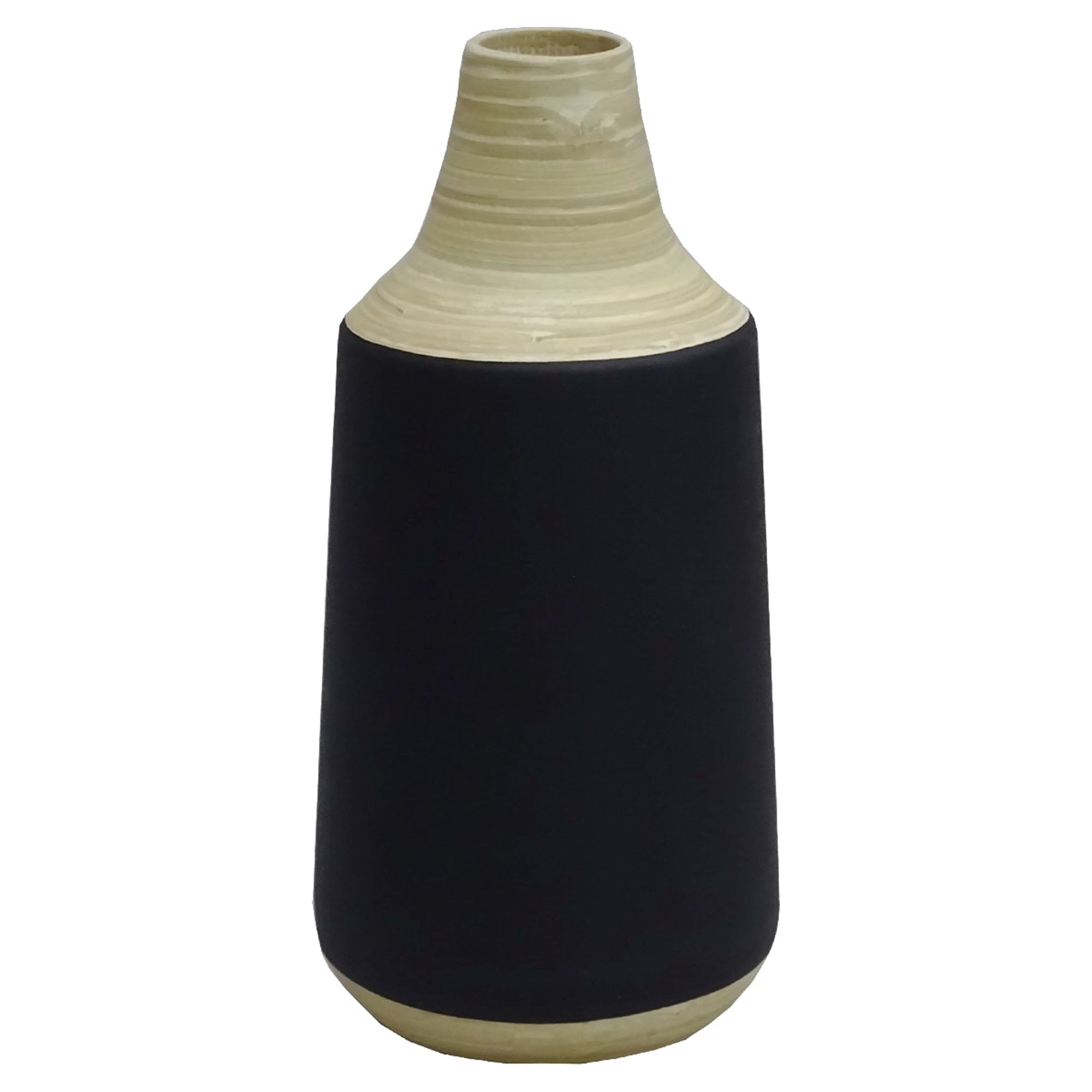 Pressed Bamboo Vase Matte Black- Large