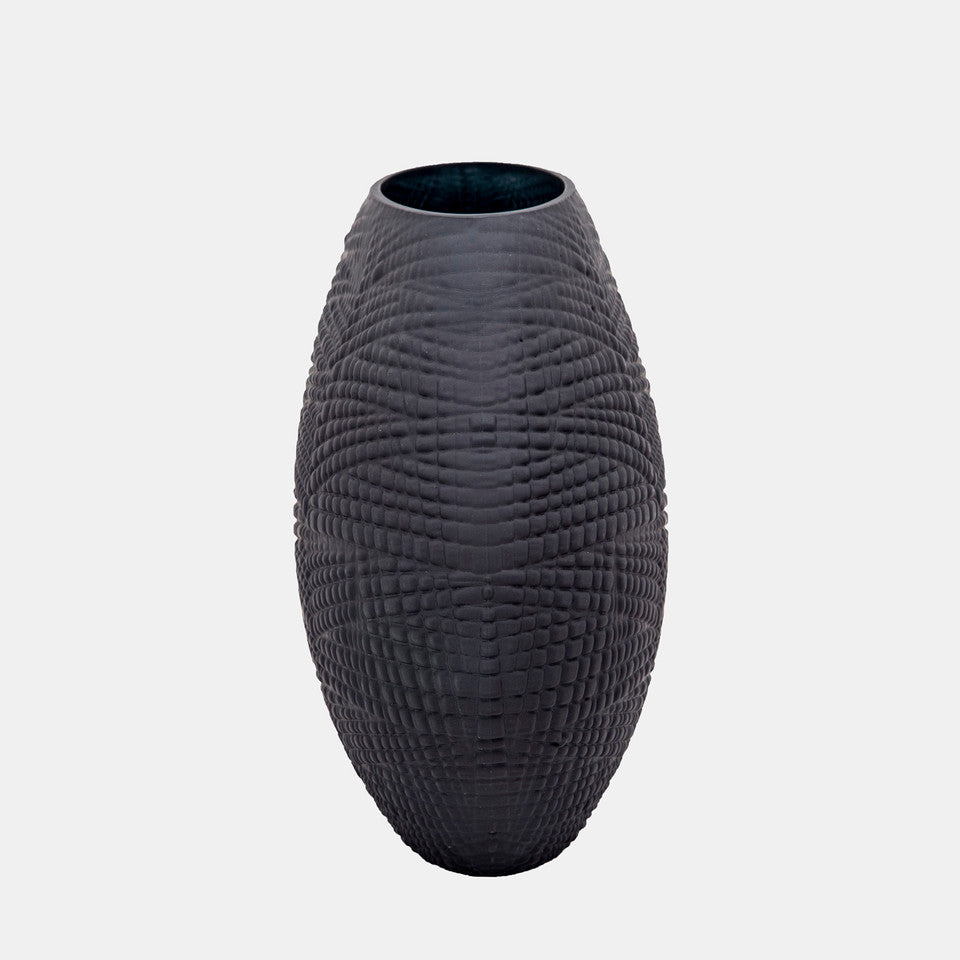 Matte  Black Textured Glass Vase