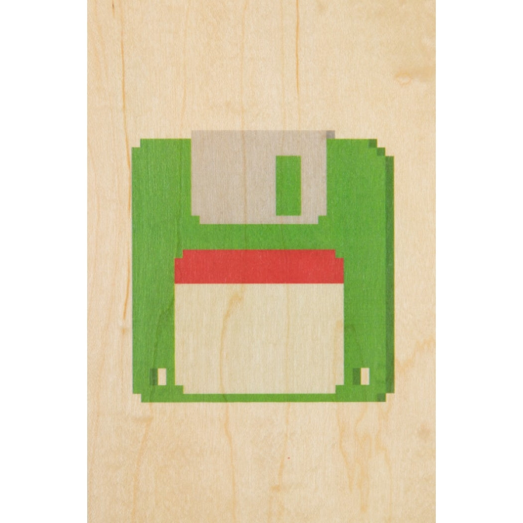 Wood Postcard - Hello 80's Floppy Disk