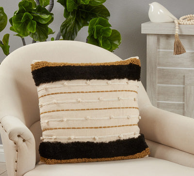 Embroidered Stripe Pillow