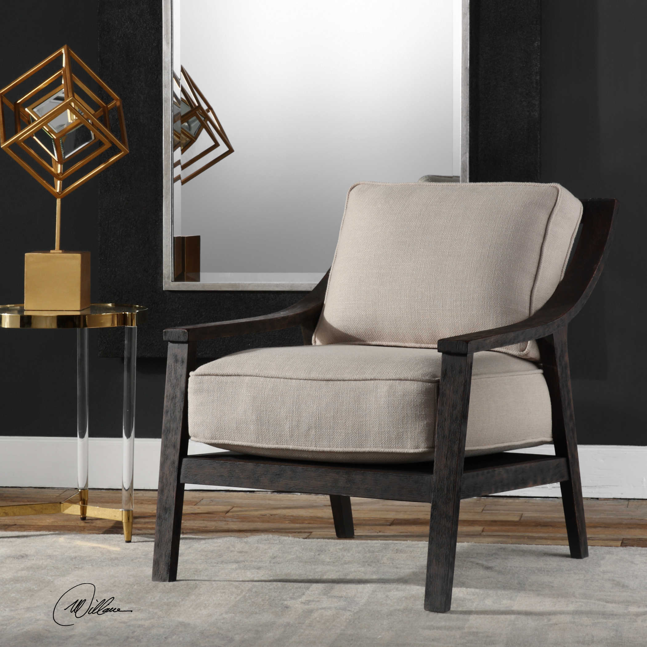 Beige discount linen chair