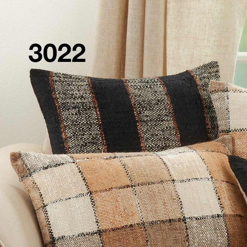 Warm Black Striped Woven Pillow