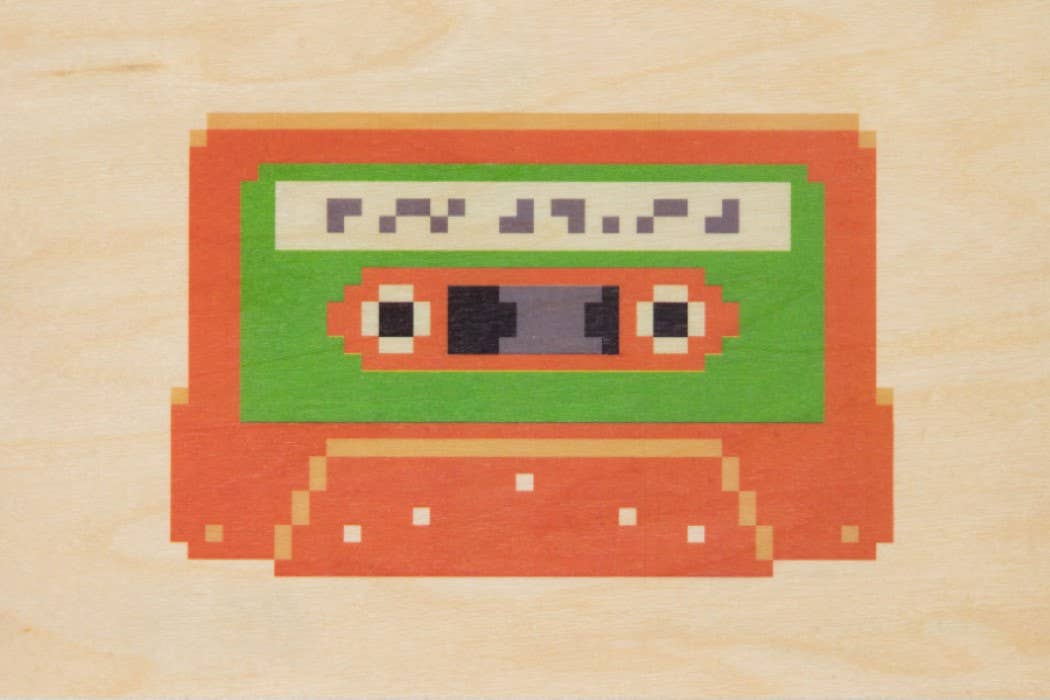 Wood Postcard - Hello 80's Tape