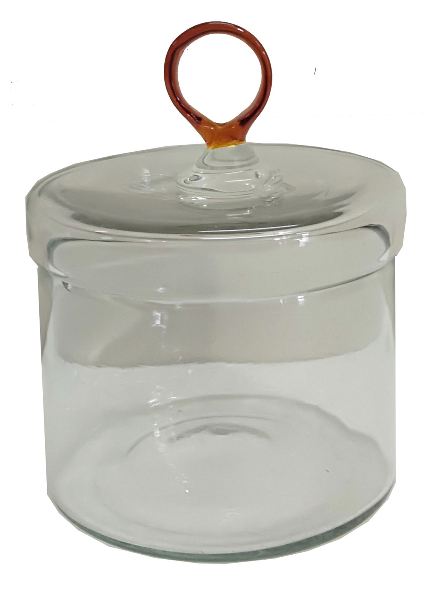 Small Glass Canister with Amber Handle