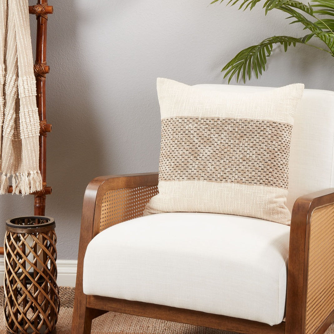 Ivory & Natural Banded Pillow
