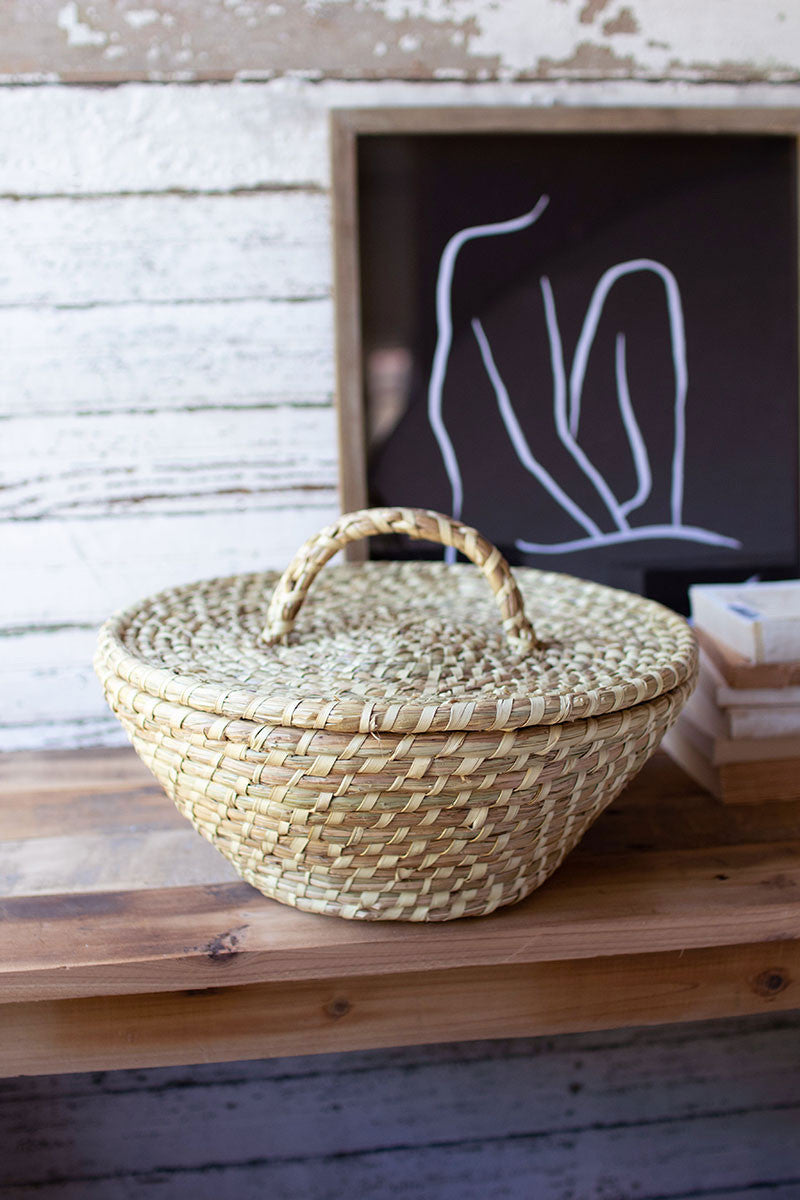 Seagrass Basket with Lid and Handle*