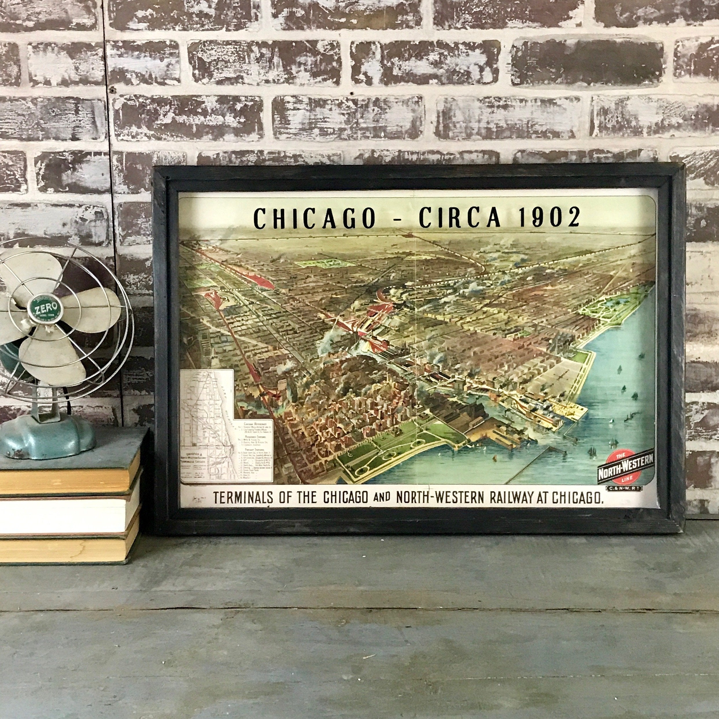 1902 Chicago Framed Railway Map
