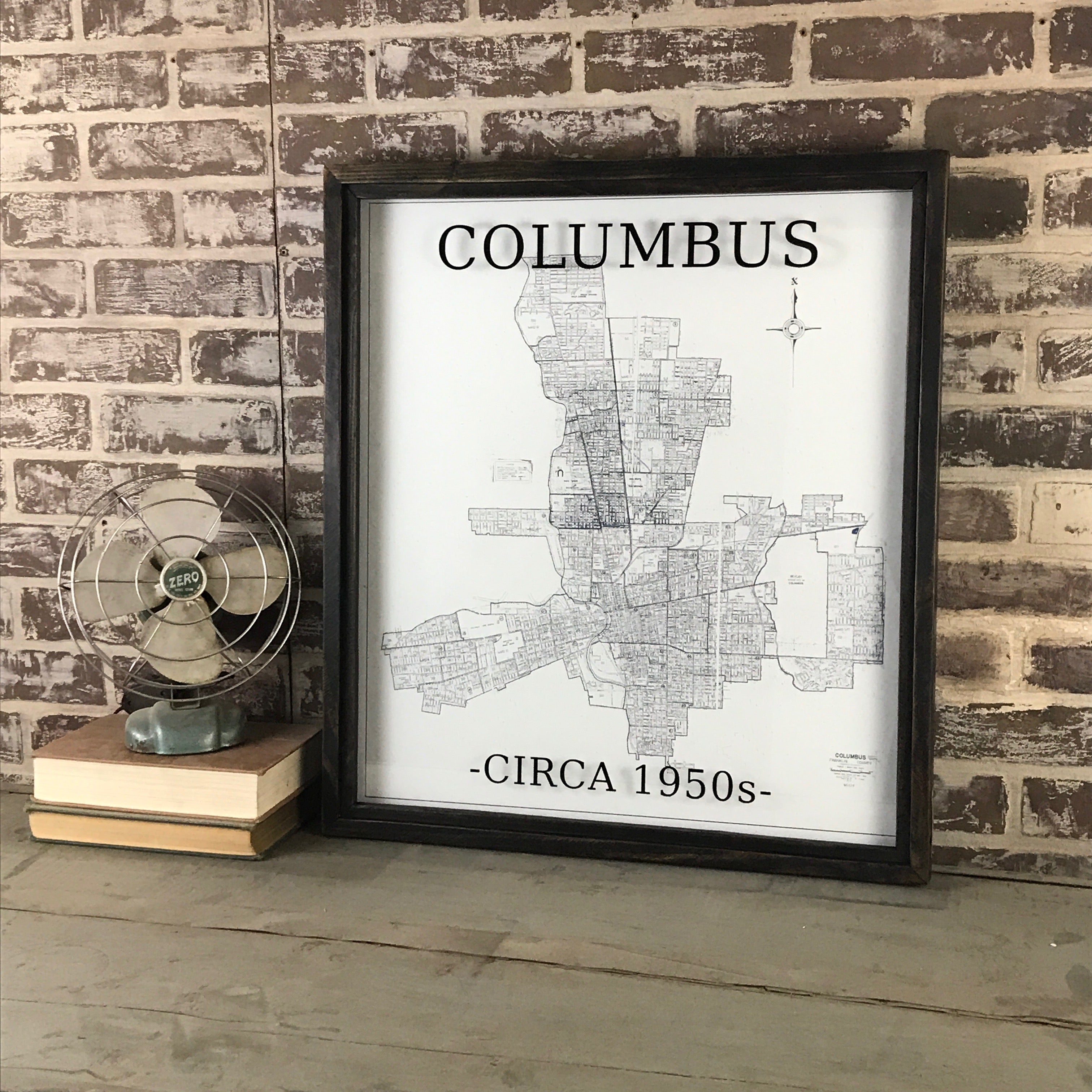 1950s Columbus Framed Map