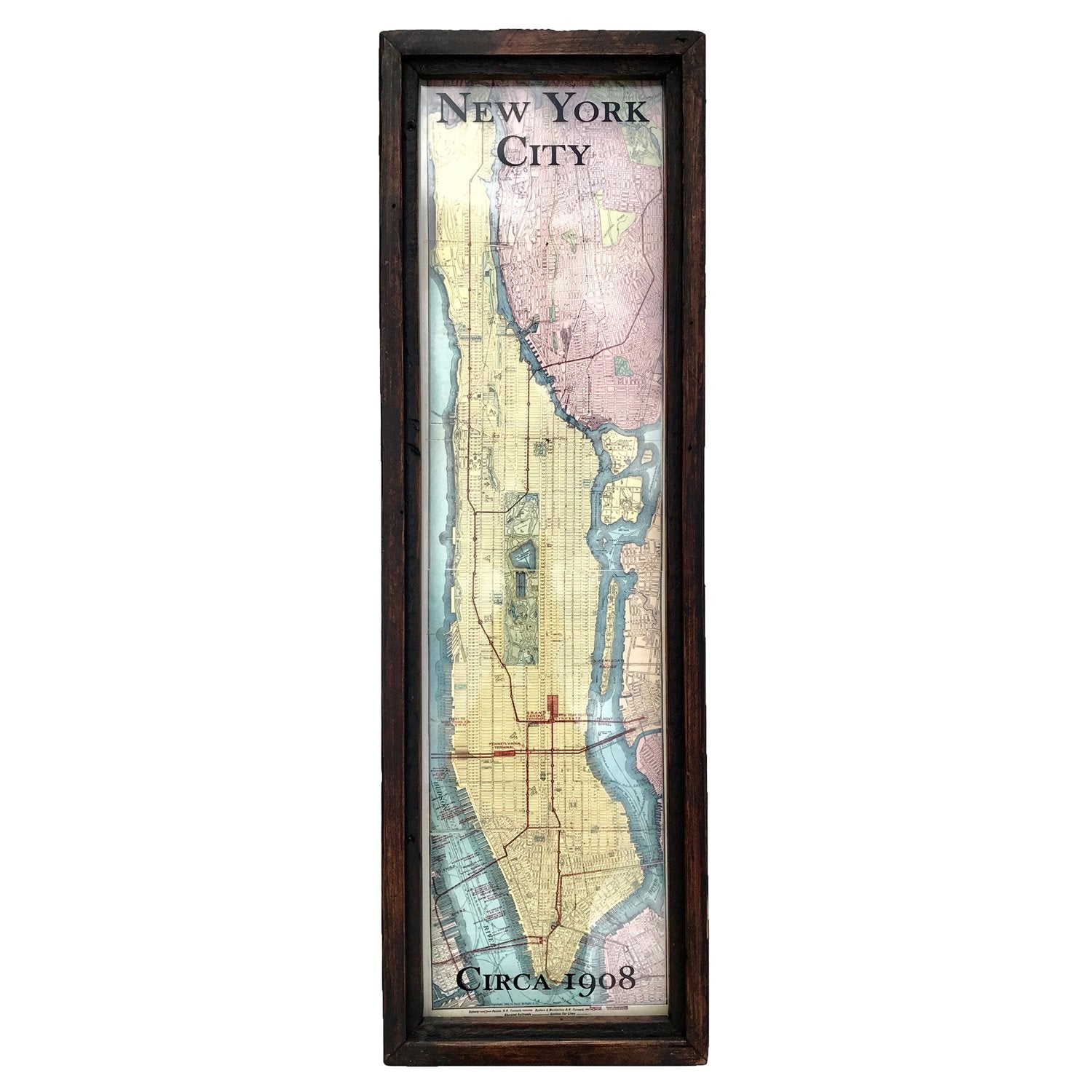 1908 Manhattan Framed Map