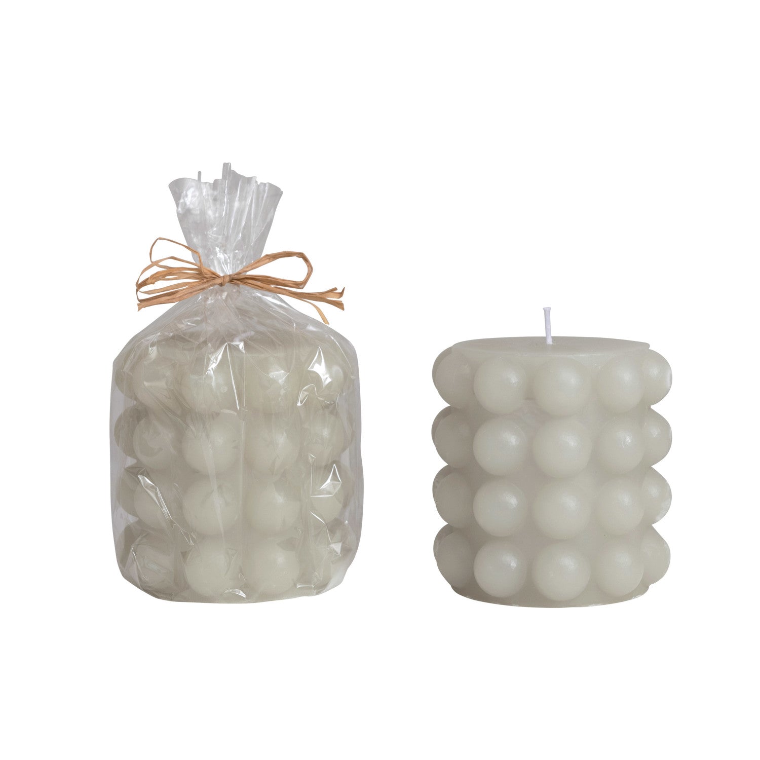 Unscented Dove Grey Hobnail 4" Pillar Candle