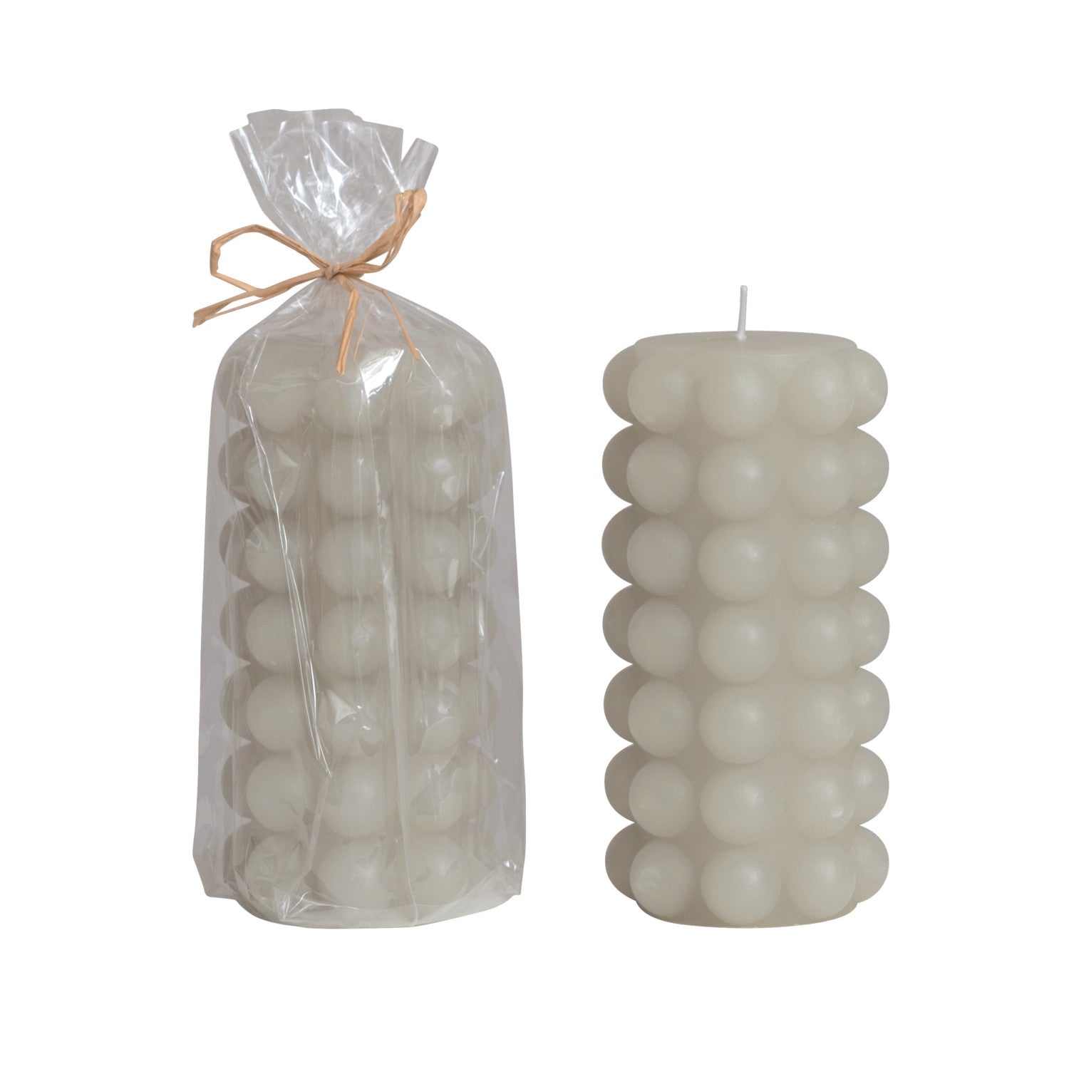 Unscented Dove Grey Hobnail 6" Pillar Candle