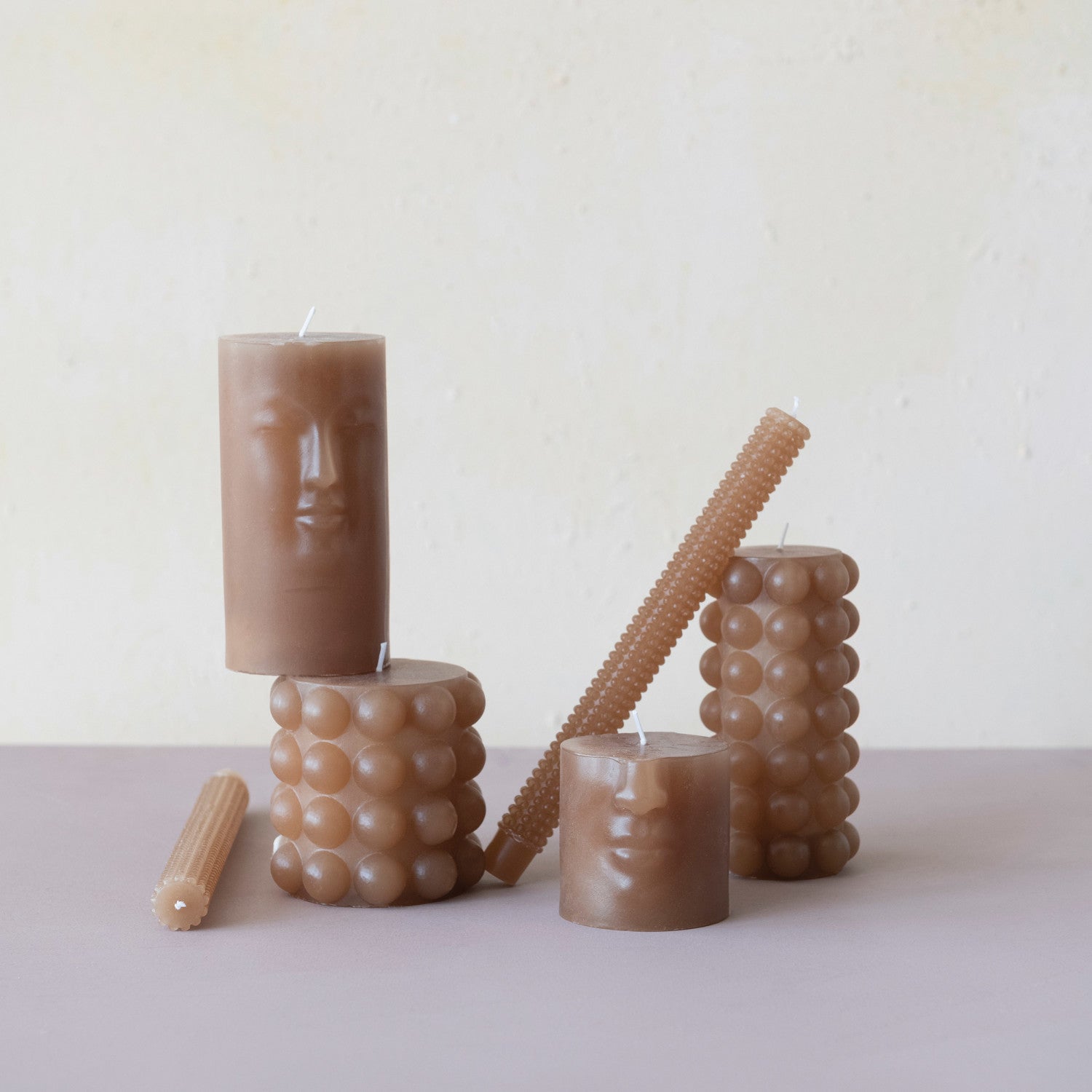Cappuccino 6" Unscented Hobnail Pillar Candle