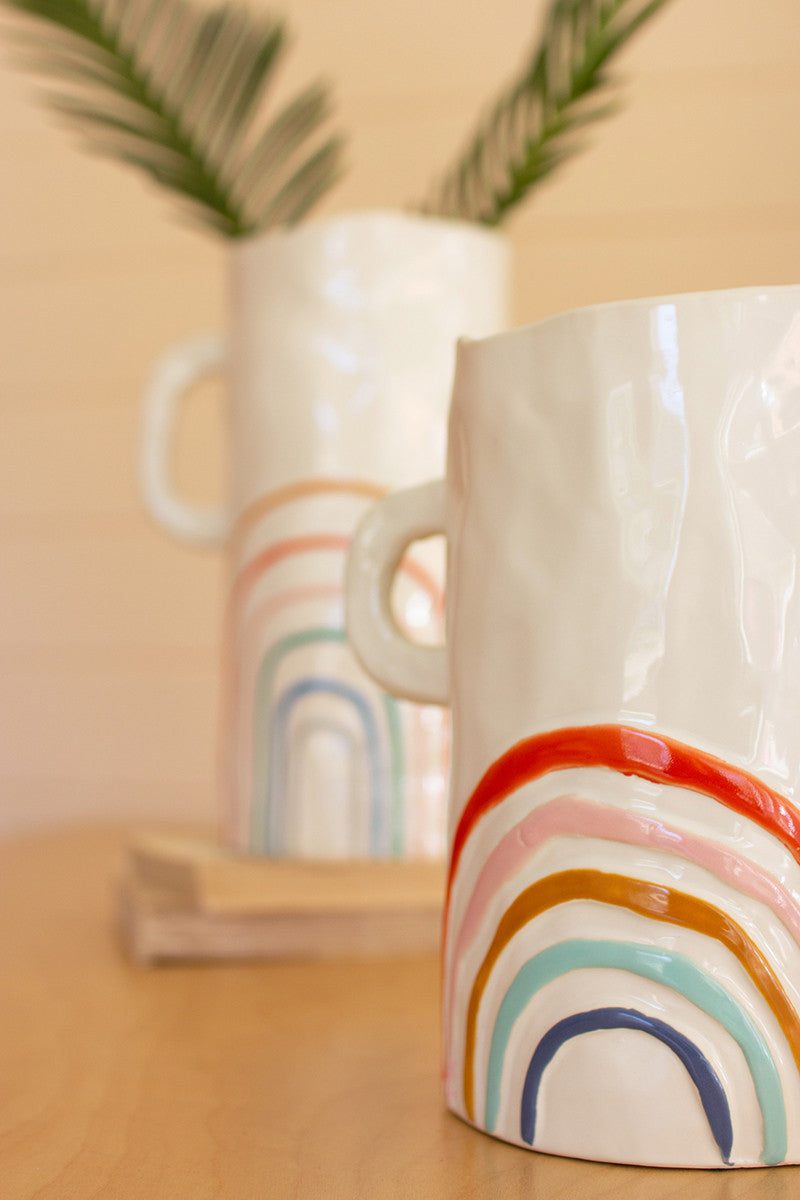 Ceramic Rainbow Vase with Handles