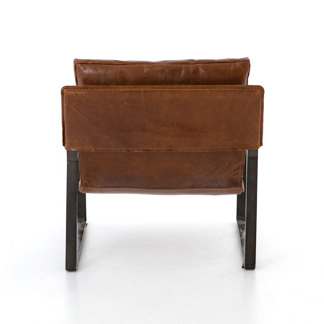 Leather sling discount chair with ottoman