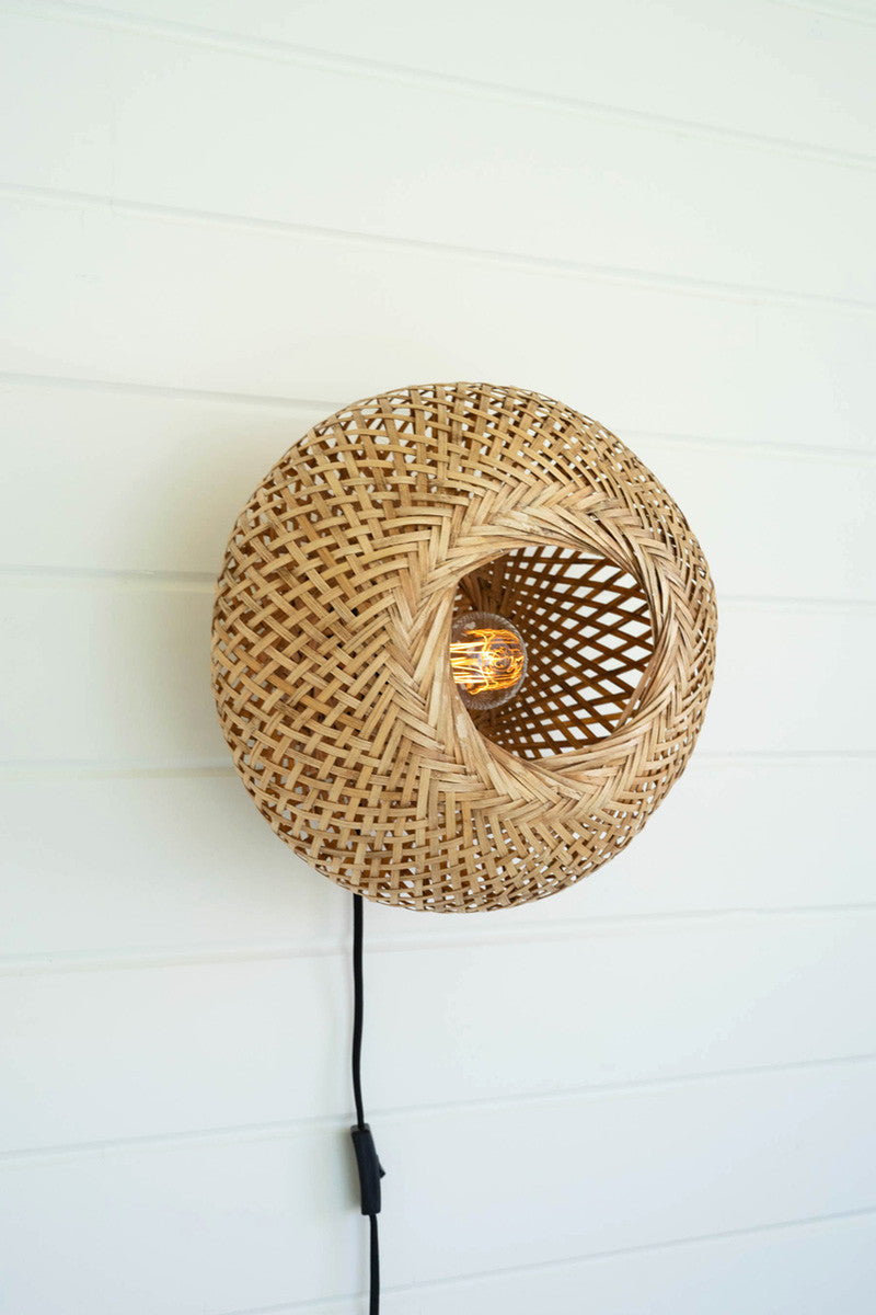 Woven Orb Cane Wall Sconce