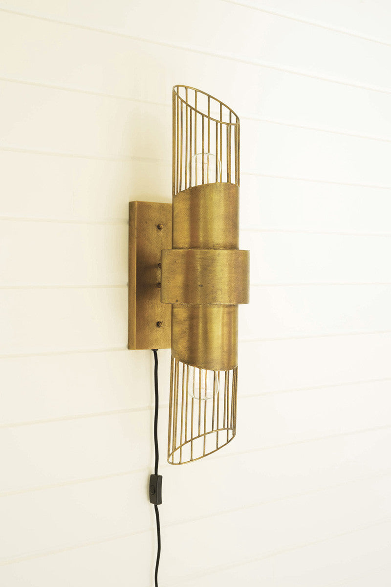 Brass Cage Metal Wall Sconce