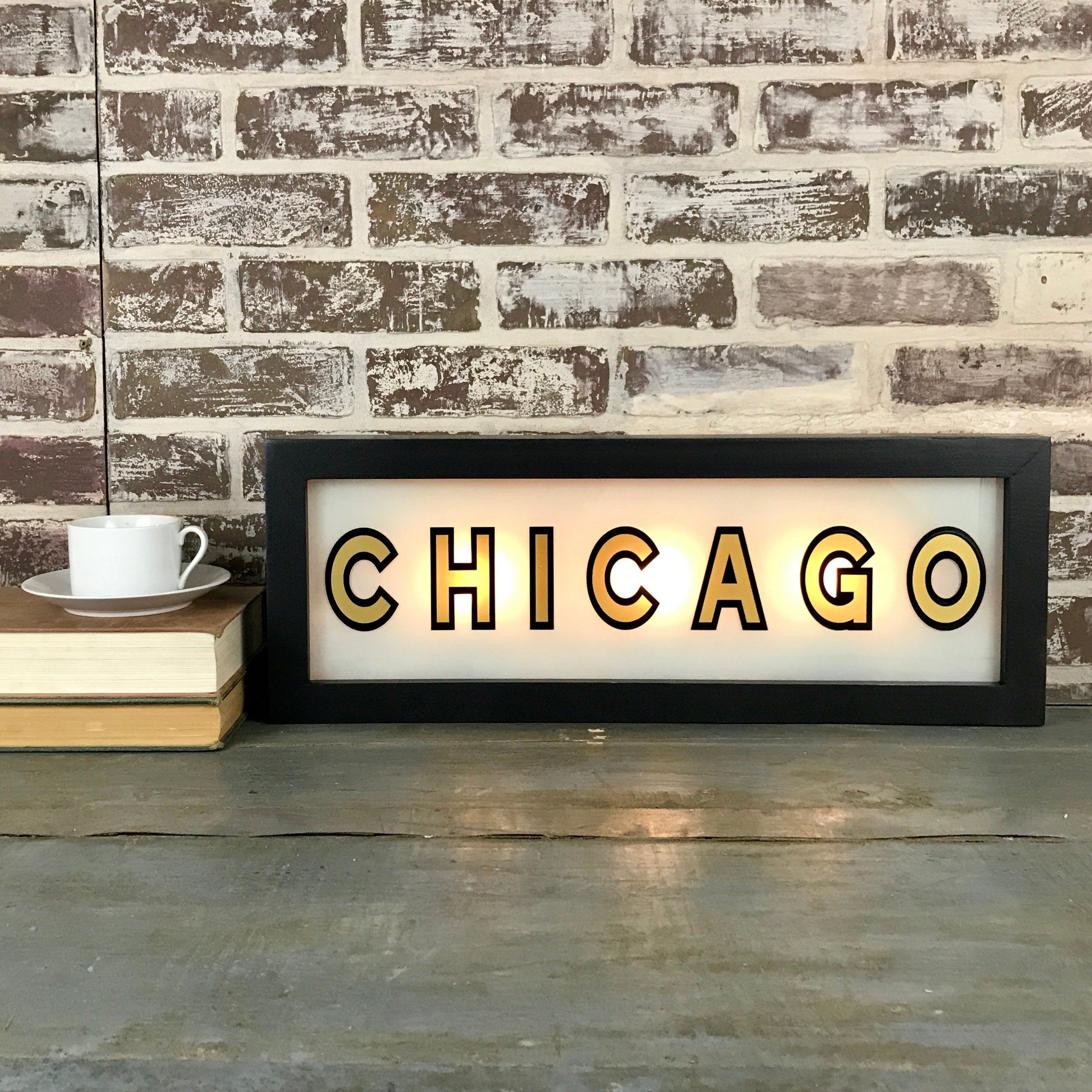 Custom Black & Gold Lighted Sign