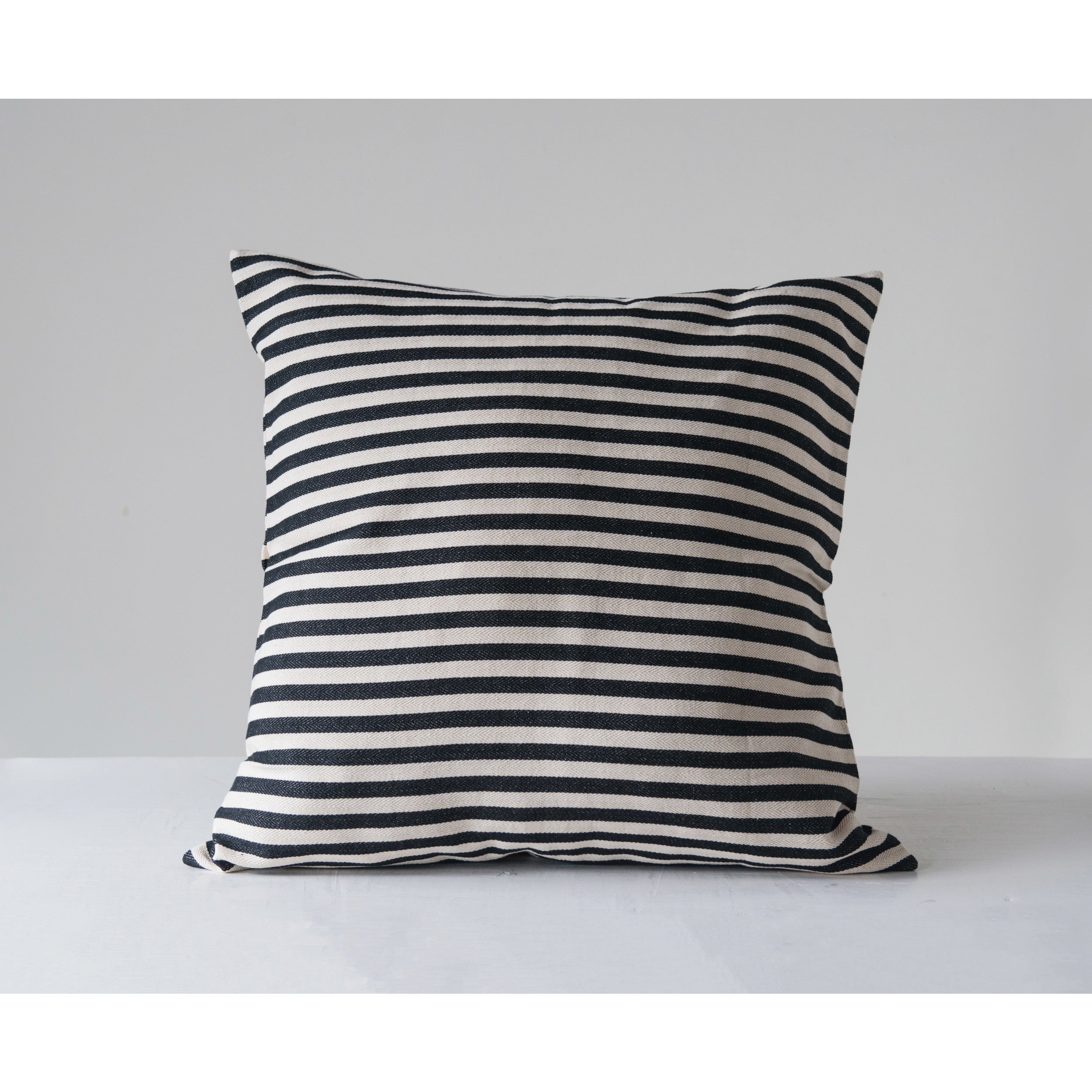 Black Striped Woven Square Pillow