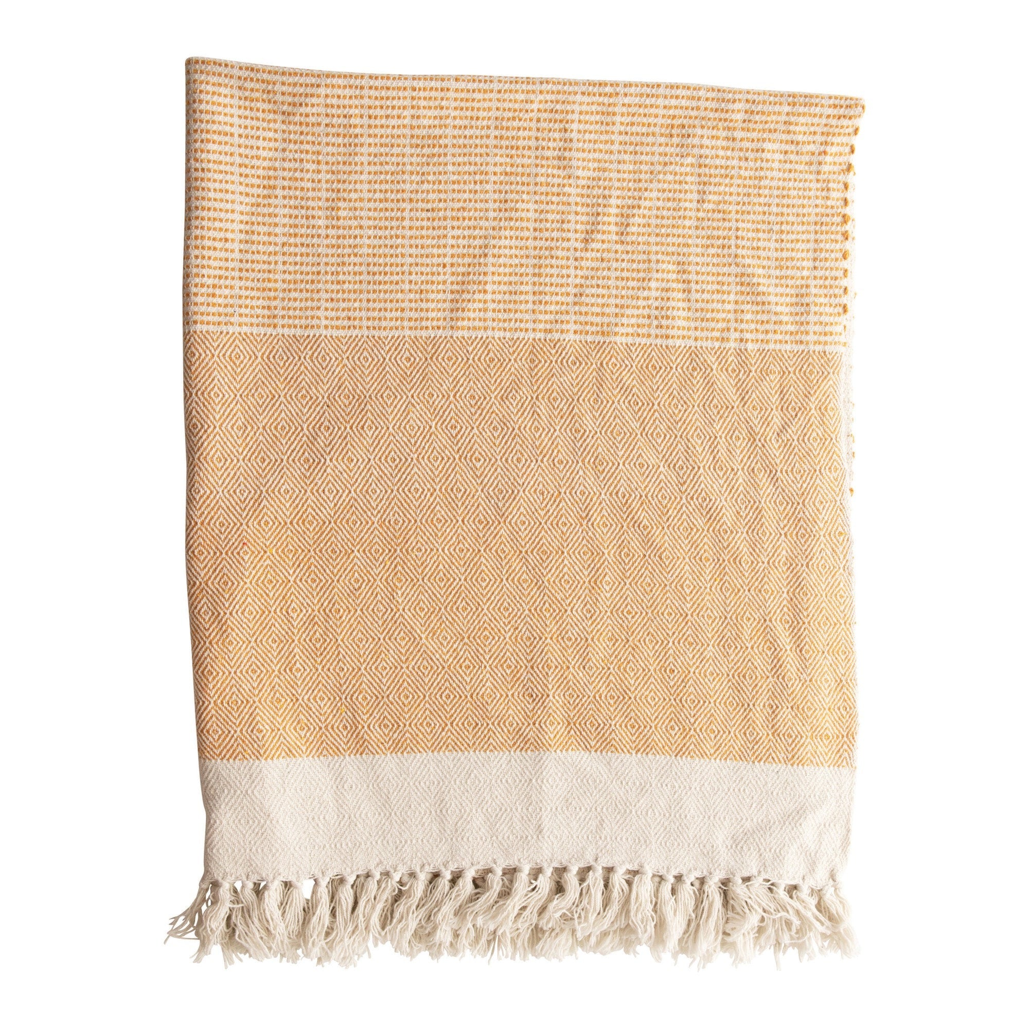 Yellow Woven Throw with Tassels*