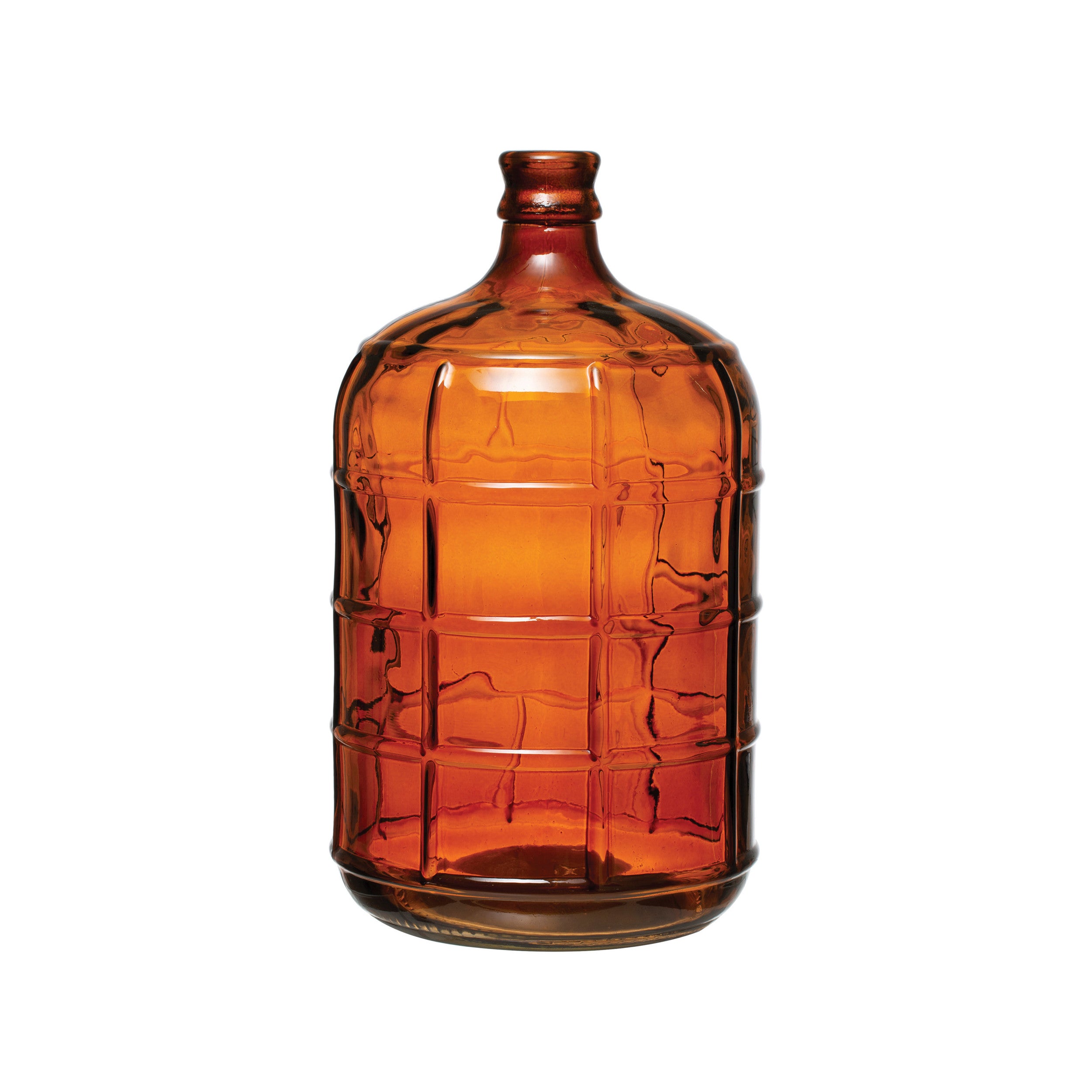Embossed Grid Amber Glass Bottle