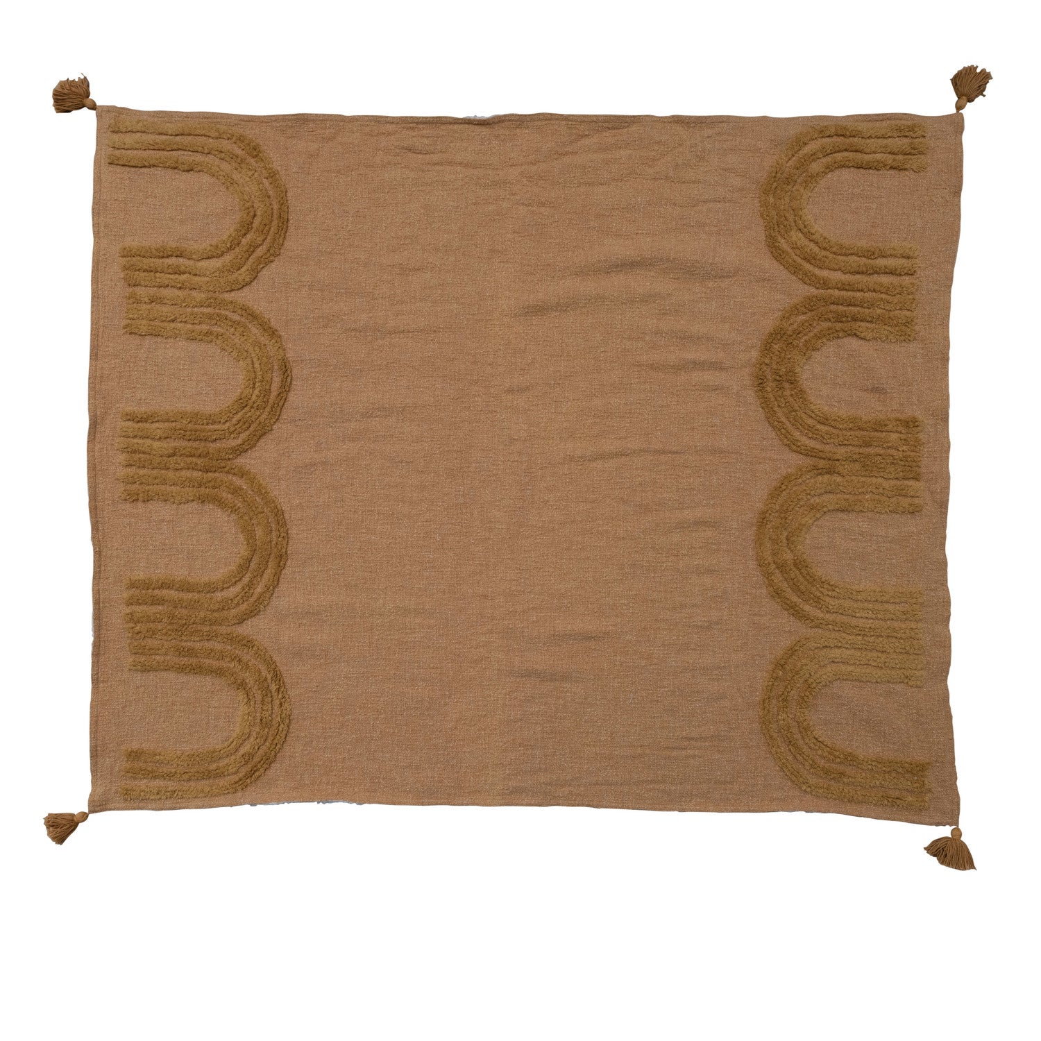 Mustard Arched Tufted Throw with Sherpa Back