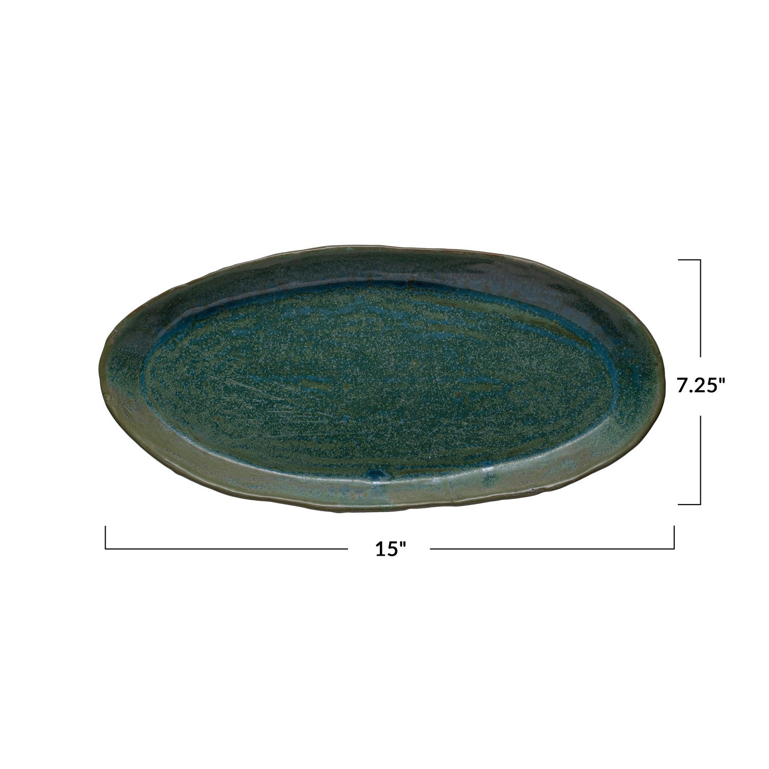 Matte Hunter Green Stoneware Oval Platter
