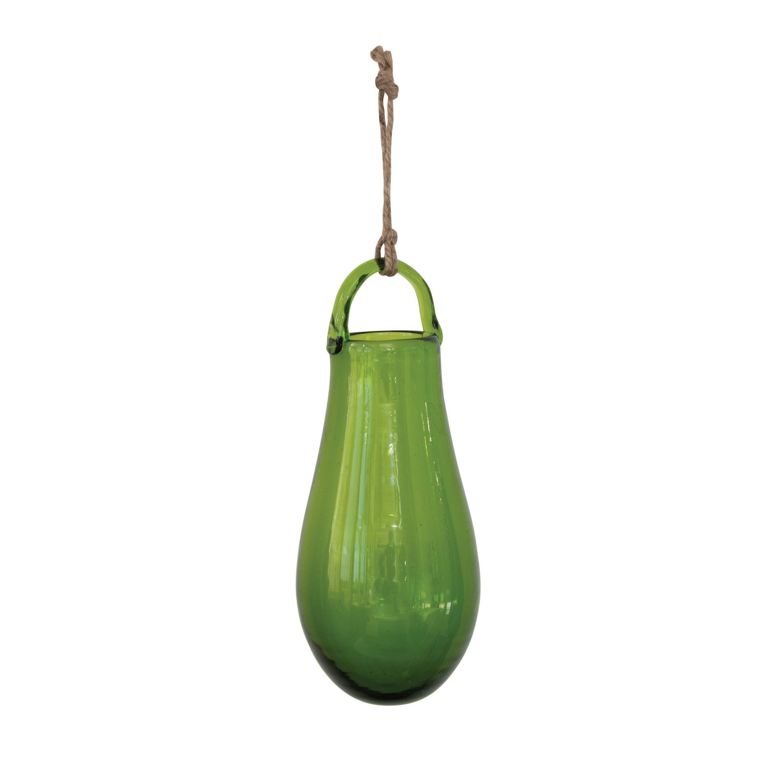 Hanging Hand-Blown Green Glass Vase*