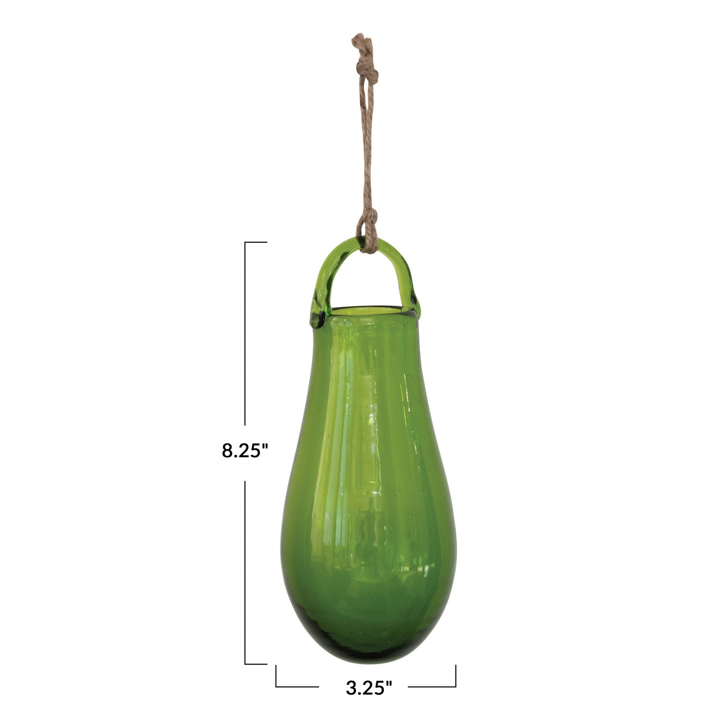 Hanging Hand-Blown Green Glass Vase*