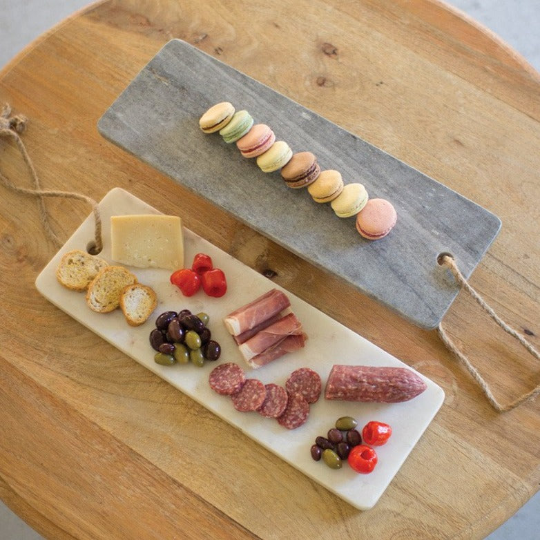Long Marble Cutting Board w/ Rope Handle