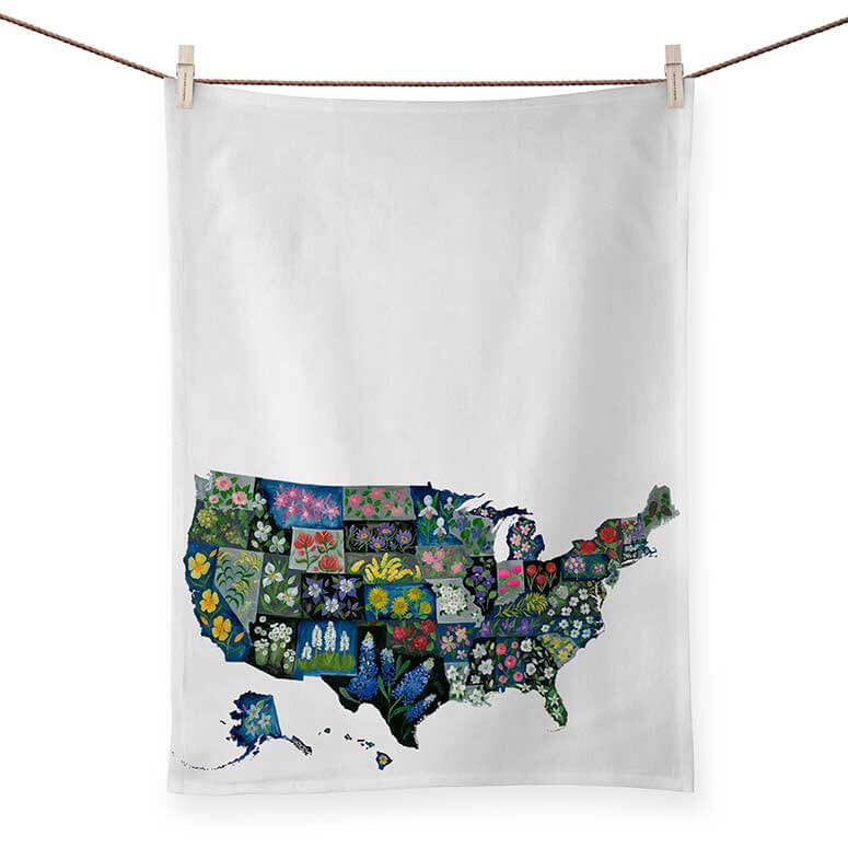 USA State Flower Tea Towel