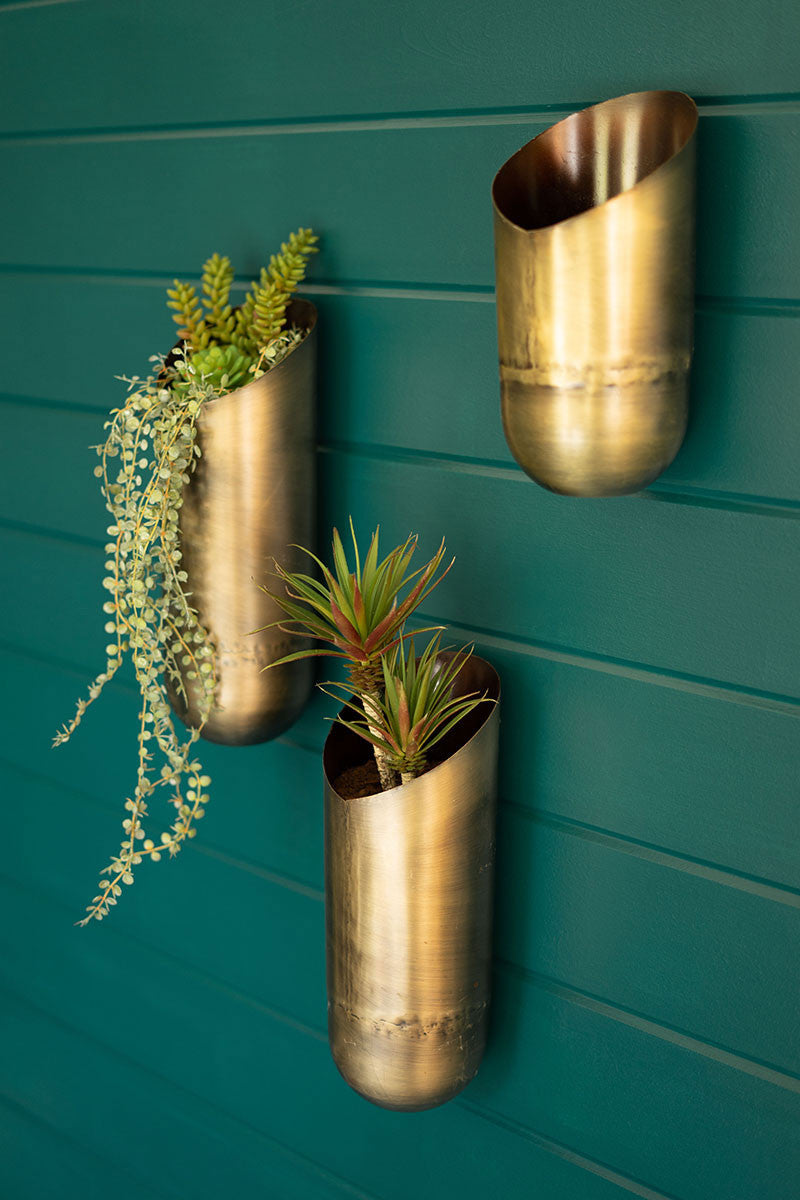 Antique Brass Wall Vases