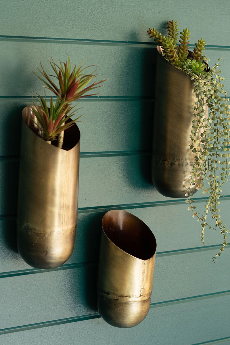 Antique Brass Wall Vases