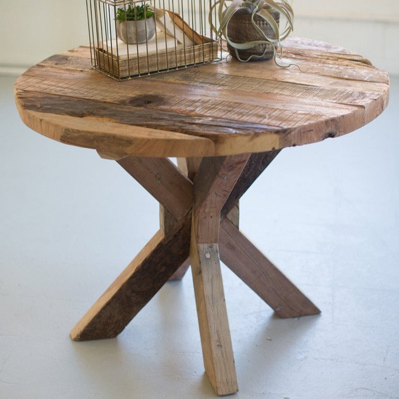 Recycled Wood Pedestal Table